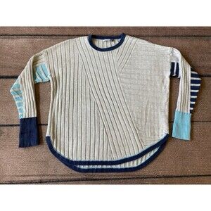 Zaket & Plover Women’s Cotton Scope Hem Asymmetrical Slouchy Pullover Sweater S